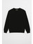 Erkek Bisiklet Yaka Düz Siyah Sweatshirt 1