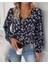 Kadın Uzun Kollu V Yakalı Çiçek Desenli Modal Bluz 1