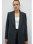 Lurex Çizgili Yün Karışımlı Kruvaze Ceket Gri K2616015_004 1