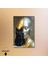 Tekli Dikey Kanvas Tablo Siyah Kedi ve Gold Gümüş Kadın Silüeti 3