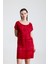 Likralı Viskon Mini Viskon Elbise | BLZ36387 Bordo Batik 2