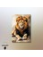 Tekli Dikey Kanvas Tablo Oturan Karşıdan Klasik Aslan 3