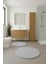 2'li Açıkgri Yuvarlak Yumuşak Kaymaz Taban Peluş Yıkanabilir Banyo Oturma Odası HALI(60X60 ve 80X80) 1