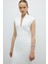 V Yaka Cup Detaylı Midi Boy Elbise Beyaz K2611505_002 3