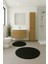 2'li Siyah Yuvarlak Yumuşak Kaymaz Taban Peluş Yıkanabilir Banyo Oturma Odası HALI(60X60 ve 80X80) 1