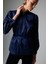 Önden Fermuar Kapamalı Beli Kemerli Hakim Yaka Gömlek Lacivert K2613535_015 4