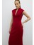 V Yaka Cup Detaylı Midi Boy Elbise Bordo K2611505_008 3