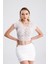 Pis Dikişli Dantel Crop Bluz | BUST36335 Beyaz 3