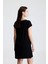 Likralı Viskon Mini Viskon Elbise | BLZ36387 Siyah 7