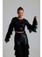 Payetli Tül Kol Crop Bluz | BUST36090 Siyah 2