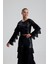Payetli Tül Kol Crop Bluz | BUST36090 Siyah 7