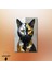 Tekli Dikey Kanvas Tablo Sanatsal Gold Gümüş Siyah Kedi 3