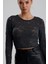 Dantel Uzun Kollu Crop Bluz | BUST36259 4