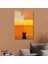 Tekli Dikey Kanvas Tablo Soyut Sanatsal Turuncu ve Siyah Kedi 1