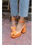 Carmen Kadin Orange Platform Topuk Detay Sandalet 8