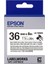 Epson LK-7WBVS Kendinden Laminasyonlu Kablo Giydirme Beyaz Üzeri Siyah 36MM 8metre Etiket 1