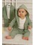 Tuem BABY%100 Pamuk Lale Desen Kapüşonlu Hırka+Uzun Kollu Body+ Lastikli Tayt Üçlü Kız Bebek Takım 1