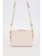 Krem Çift Fermuarlı Ayarlanabilir Omuz Çantası 8