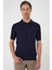 Comfort Fit Polo Yaka Pamuklu Kısa Kol Casual Lacivert Triko Tişört Tr 880 6