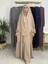 Ferace & Abaya Sufle Eşarp ve Iki Kat Büzgülü Elbise Takım.hijab .hac ve Umre Için Uygundur Bej 1