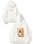Bb 8 Tasarım Baskılı Oversize Beyaz Kapüşonlu Sweatshirt 1
