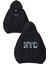 Nyc Denim Tasarım Baskılı Oversize Siyah Kapüşonlu Sweatshirt 1