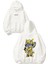 Bumblebee Tasarım Baskılı Oversize Beyaz Kapüşonlu Sweatshirt 1