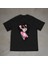 Pink Panther Tasarım Baskılı Siyah Oversize T-Shirt 1
