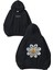Metallic Daisy Tasarım Baskılı Oversize Siyah Kapüşonlu Sweatshirt 1
