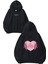 Heart Demon Tasarım Baskılı Oversize Siyah Kapüşonlu Sweatshirt 1