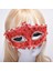 Kırmızı Renk Gözler Kristal Taşlı Dantelli Parti Maskesi 2