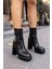 Lovers Kadın Siyah Kilit Detay Platform Bootie 5