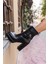 Lovers Kadın Siyah Kilit Detay Platform Bootie 8
