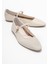 Lunaıre Ekru Hakiki Deri Tek Bantlı Sivri Burun Kadın Babet Ayakkabı 1