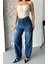 Baggy Süper Taş Bıyık Yıkama Koyu Mavi Jeans Pantolon D2007 1