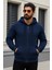 Erkek Kışlık Oversize Mavi Kapsonlu Fermuarli Sweat 2