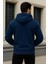 Erkek Kışlık Oversize Mavi Kapsonlu Fermuarli Sweat 5
