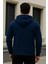 Erkek Kışlık Oversize Mavi Kapsonlu Fermuarli Sweat 6