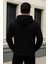 Erkek Kışlık Oversize Siyah Kapsonlu Fermuarli Sweat 5