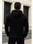 Erkek Kışlık Oversize Siyah Kapsonlu Fermuarli Sweat 6