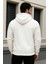 Erkek Kışlık Oversize Beyaz Kapsonlu Fermuarli Sweat 5