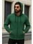 Erkek Kışlık Oversize Yeşil Kapsonlu Fermuarli Sweat 1