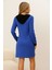 Kadın Uzun Kollu Kapşonlu Önden Fermuarlı Düğmeli Mini Iki Iplik Elbise 3