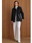Gömlek Yaka Kuşak Detaylı Oversize Kısa Kaban SİYAH 3155 1