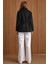 Gömlek Yaka Kuşak Detaylı Oversize Kısa Kaban SİYAH 3155 8