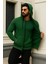 Erkek Kışlık Oversize Yeşil Kapsonlu Fermuarli Sweat 3
