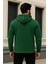 Erkek Kışlık Oversize Yeşil Kapsonlu Fermuarli Sweat 5