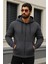 Erkek Kışlık Oversize Füme Kapsonlu Fermuarli Sweat 2