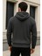 Erkek Kışlık Oversize Füme Kapsonlu Fermuarli Sweat 5