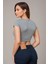 Tribal Kertenkele Baskılı Gri Melanj Crop Top 2